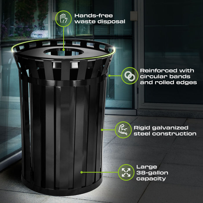 38-Gallon Outdoor Metal Waste Receptacle