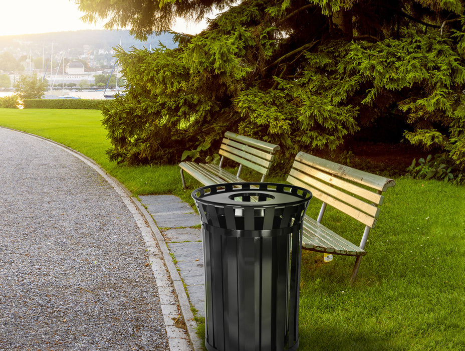 38-Gallon Outdoor Metal Waste Receptacle