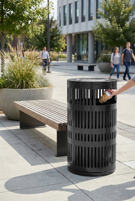 40 Gal. Round Steel Trash Can