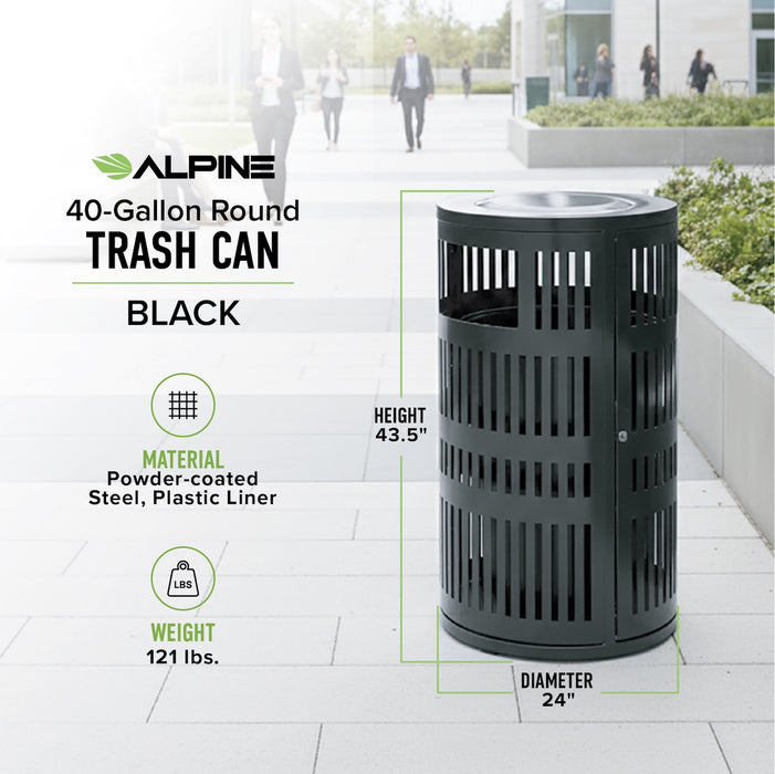 40 Gal. Round Steel Trash Can