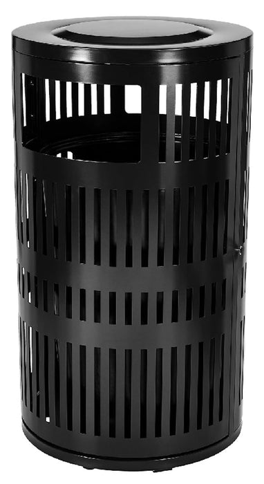 40 Gal. Round Steel Trash Can - Black