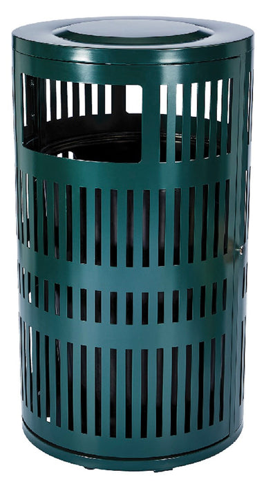 40 Gal. Round Steel Trash Can. Green