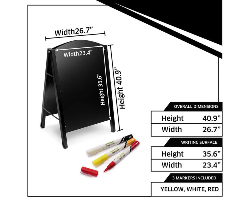 Double-Sided Standing Menu Board With Red Steel Frame