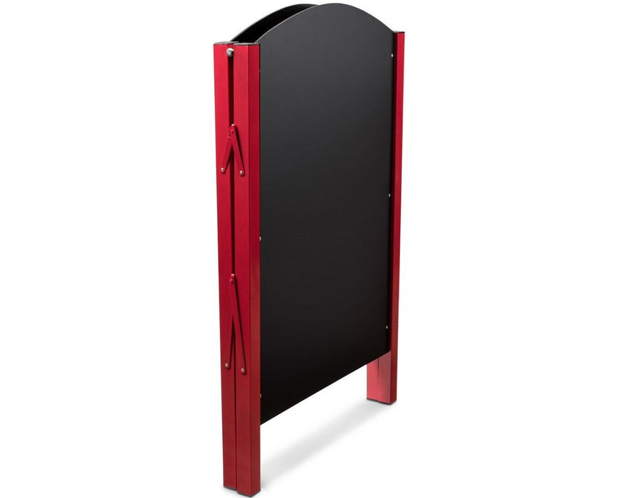 Double-Sided Standing Menu Board With Red Steel Frame