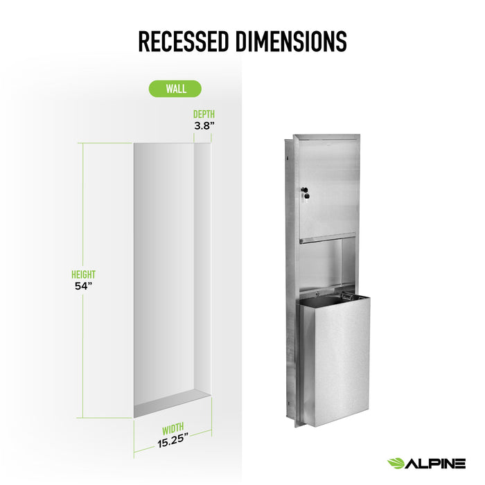 Recessed Stainless Steel Paper Towel Dispenser / Waste Receptacle (For 600 C-Fold or 800 Multifold)