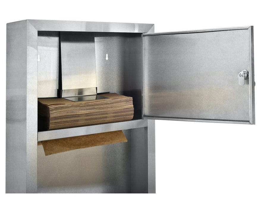 Surface Mount Stainless Steel Paper Towel Dispenser and Waste Receptacle