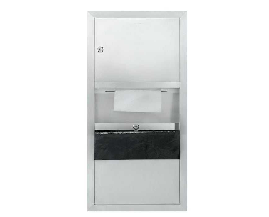 Surface Mount Stainless Steel Paper Towel Dispenser and Waste Receptacle