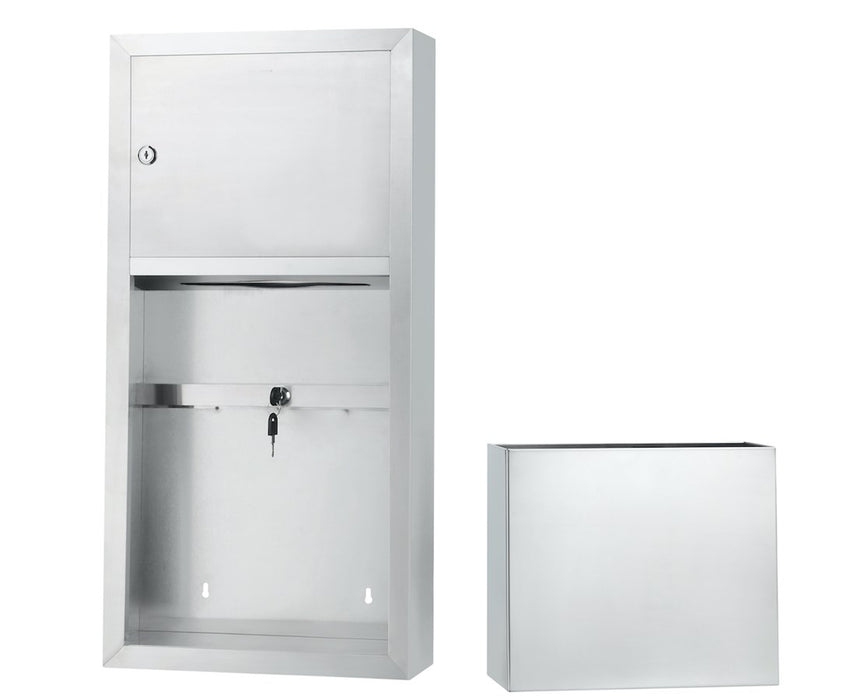 Surface Mount Stainless Steel Paper Towel Dispenser and Waste Receptacle