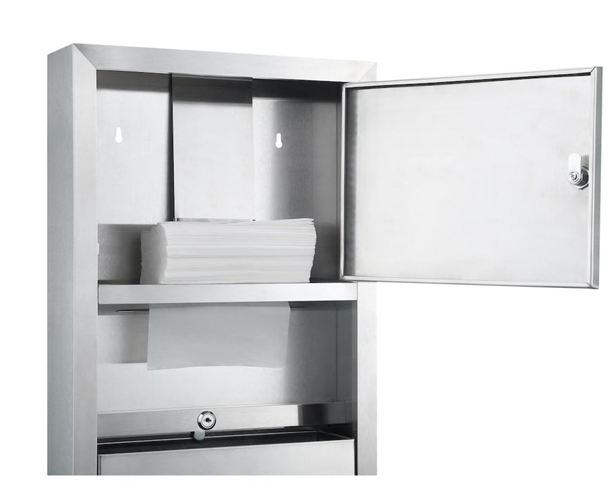 Surface Mount Stainless Steel Paper Towel Dispenser and Waste Receptacle