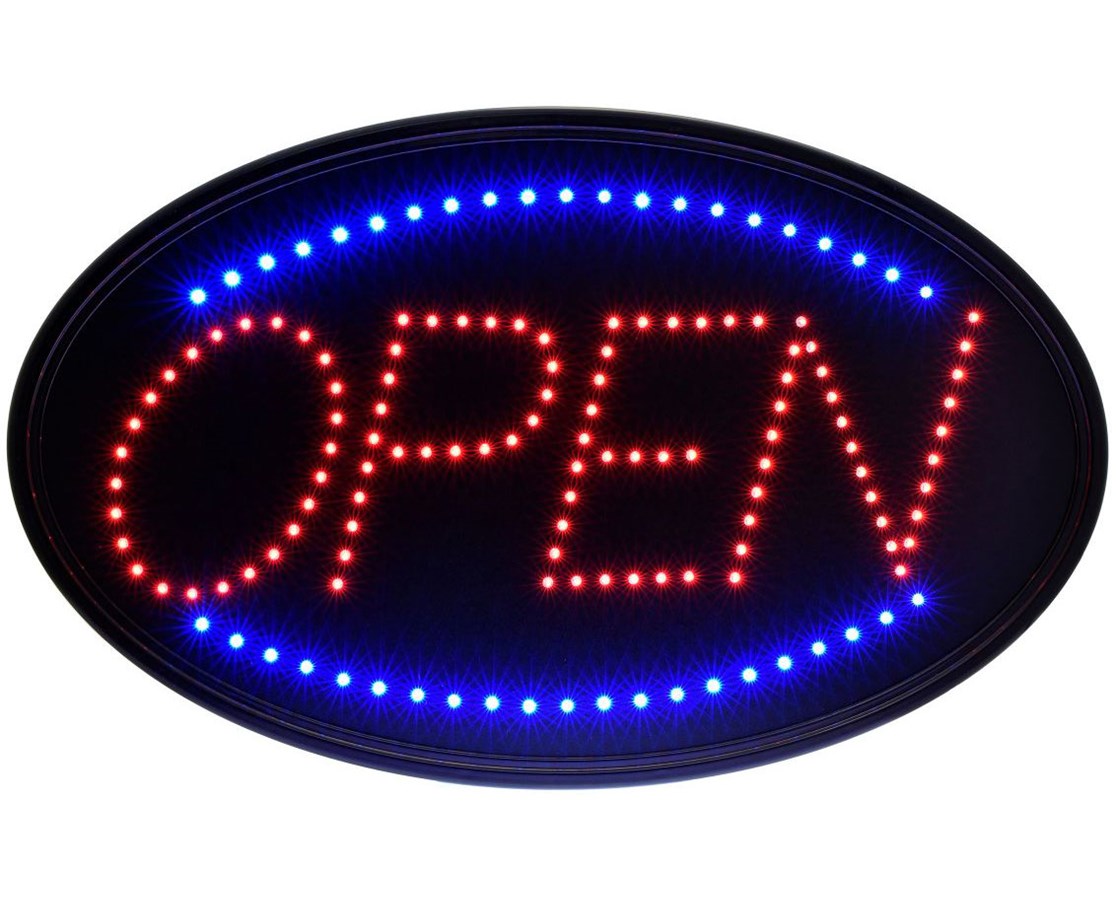LED Open Sign, Oval, 23 x 14 — Tiger Medical