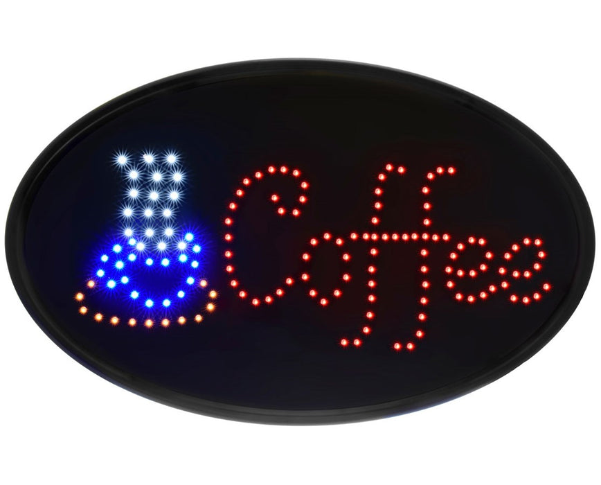 LED Coffee Sign, Oval, 23 x 14