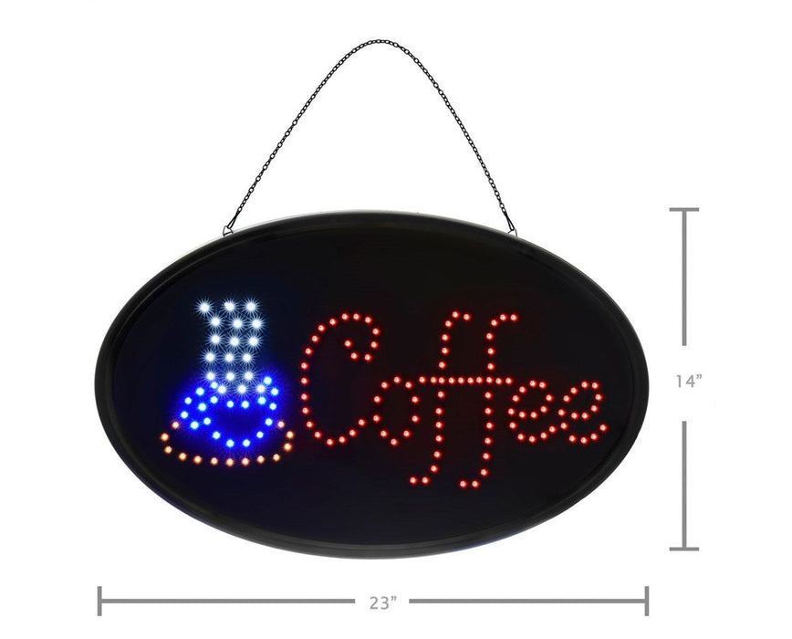 Coffee Oval LED Hanging Sign