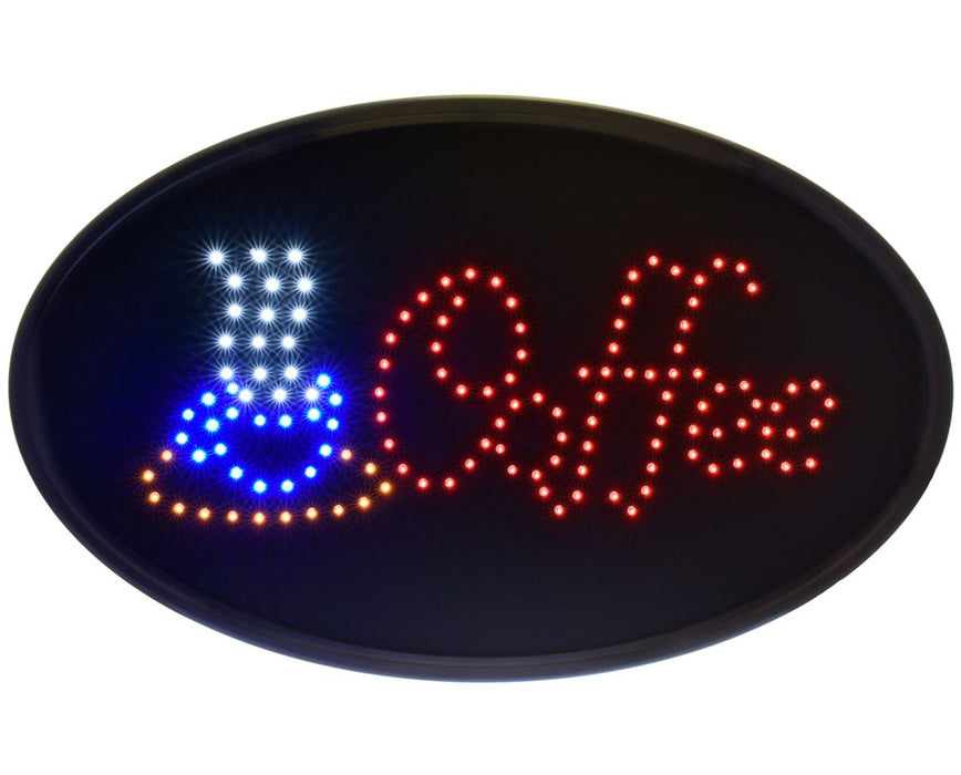 LED Coffee Sign, Oval, 19 x 10