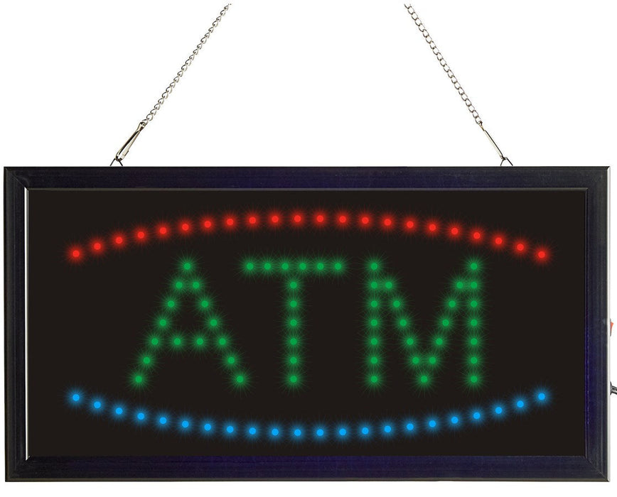 19" x 10" LED Rectangular Blue and Green ATM Sign with Two Display Modes