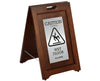 2-Sided Wooden Stainless Steel Wet Floor Sign