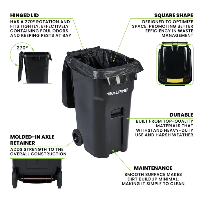 64-Gallon Square Trash Can w/ Wheels