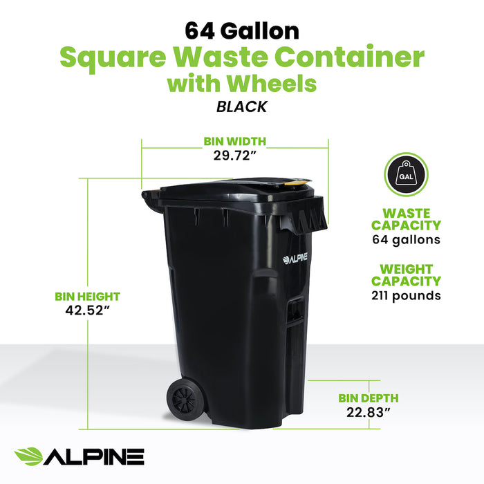 64-Gallon Square Trash Can w/ Wheels