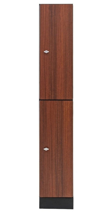 2 Door Tier Locker. Single Column. Walnut
