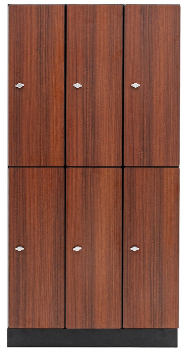2 Door Tier Locker. Triple Column - Walnut