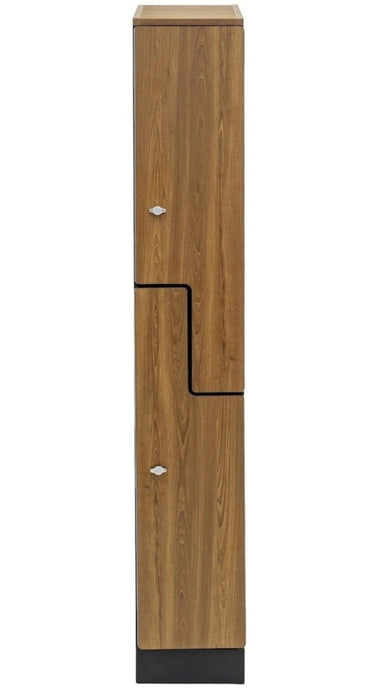2 Door Z Style Locker. Single Column. Oak