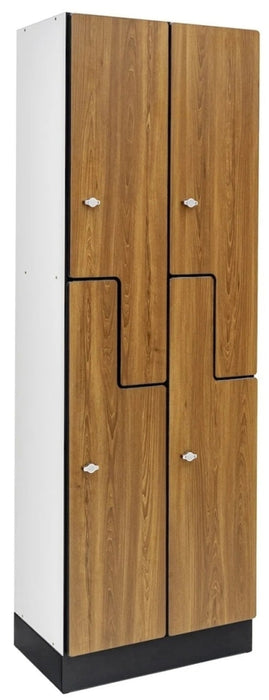 2 Door Z Style Locker. Double Column. Oak