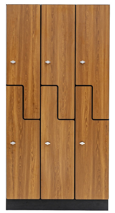 2 Door Z Style Locker. Triple Column - Oak