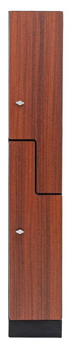 2 Door Z Style Locker. Single Column - Walnut