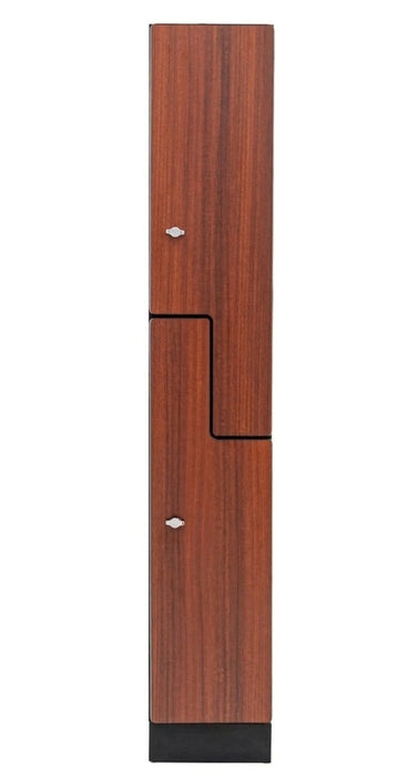 2 Door Z Style Locker. Single Column. Walnut