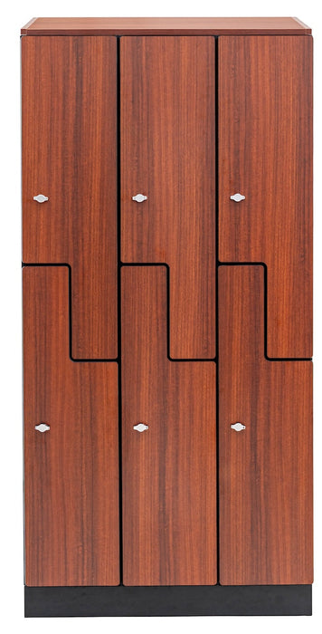 2 Door Z Style Locker. Triple Column - Walnut