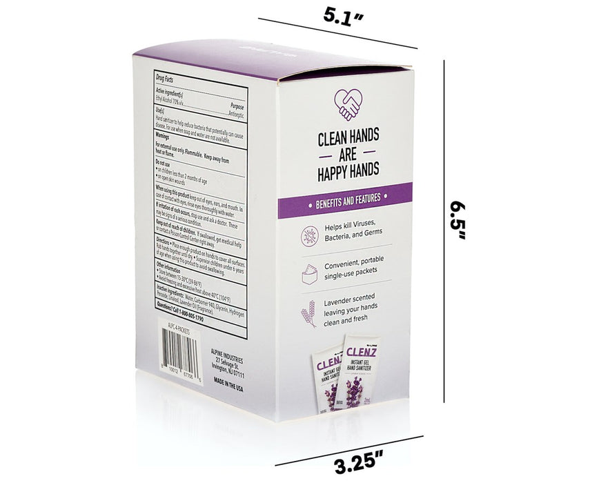 CLENZ 2 ml Instant Gel Hand Sanitizer Packets - 100/Case