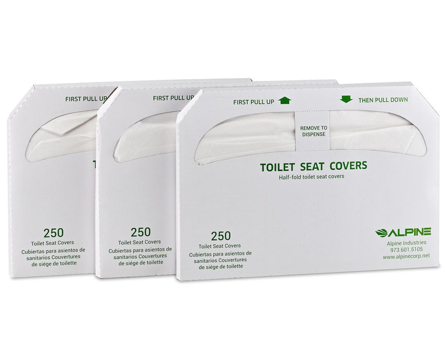 Half-Fold Flushable Toilet Seat Covers in 3-Pack, 250 Sheets