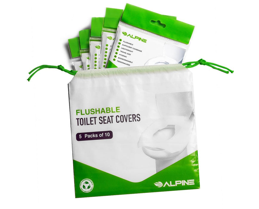 Flushable Toilet Seat Covers (5/pk, 10pk/bx: Total 50/cs)