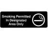 Smoking Permitted in Designated Areas Only Sign, 3x9