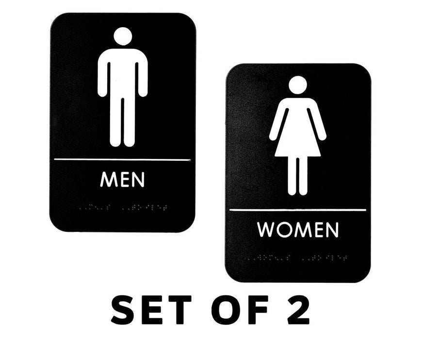 Men and Women Restroom Sign (Set of 2), 9" H x 6" W