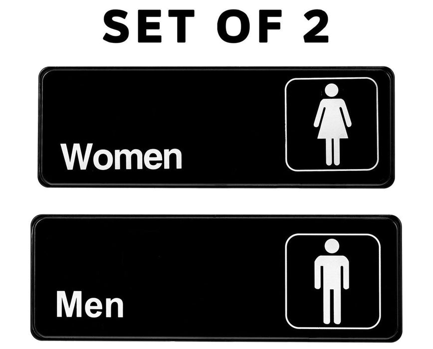 Men and Women Restroom Sign (Set of 2), 3" H x 9" W