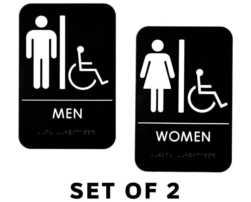 Men, Women and Handicapped Restroom Sign (Set of 2), 9" H x 6" W