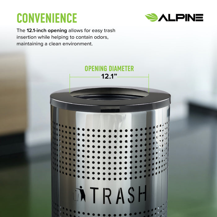 26-Gallon Stainless Steel Trash Can, Perforated