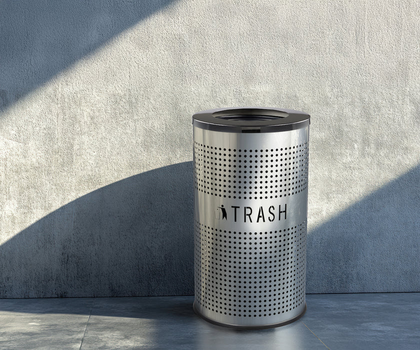 26-Gallon Stainless Steel Trash Can, Perforated