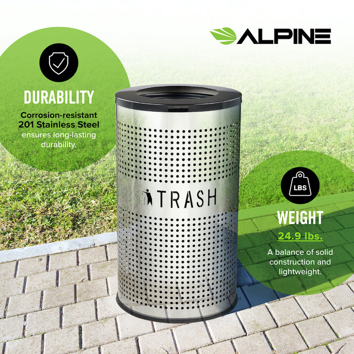 26-Gallon Stainless Steel Trash Can, Perforated
