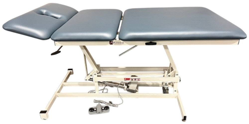Power Hi-Lo Treatment Table w/ Adjustable Back / Headrest. Bariatric. 40"W w/ in-line-Casters