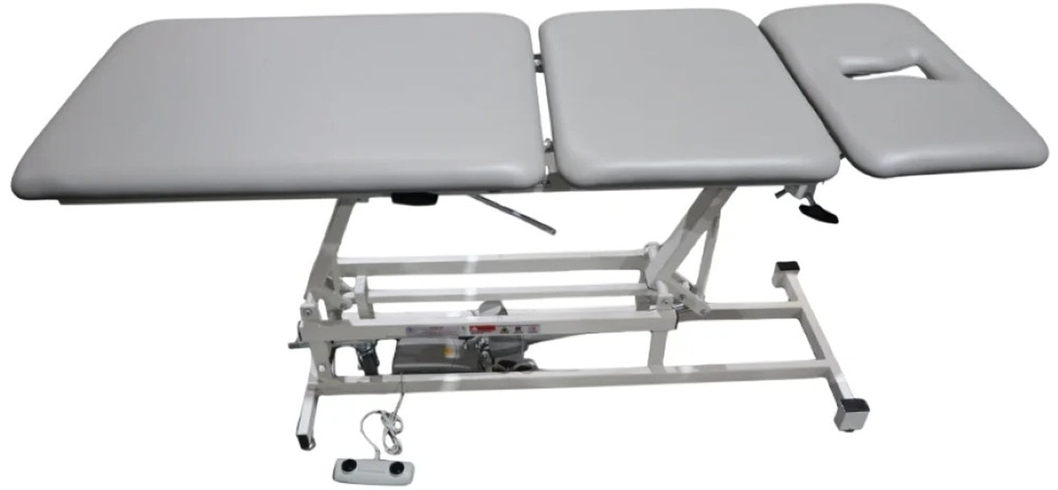 Power Hi-Lo Treatment Table w/ Adjustable Back / Headrest. Bariatric. 27"W w/ in-line-Casters