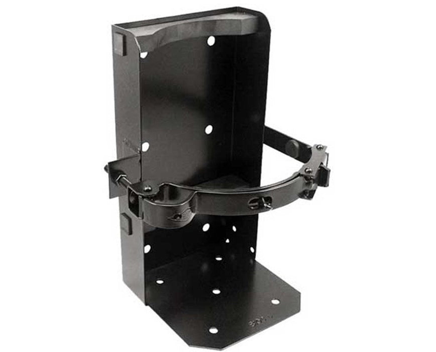 8" Cylindrical Heavy Duty Fire Extinguisher Vehicle Bracket - Powder-Coated, Black