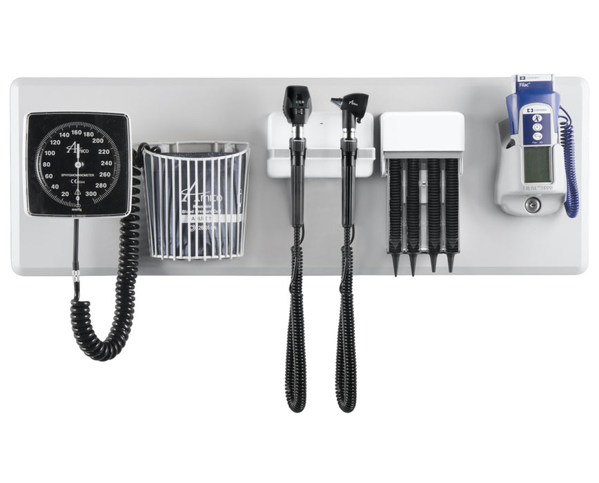 Diagnostic Wall Station, Halogen Coaxial Ophthalmoscope, Halogen Otoscope, Aneroid, Oral/Axillary Thermometry
