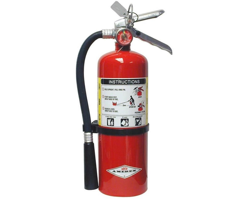 6 lbs Multi-Purpose ABC Dry Chemical Fire Extinguisher (3A:40B:C) Brass - Red
