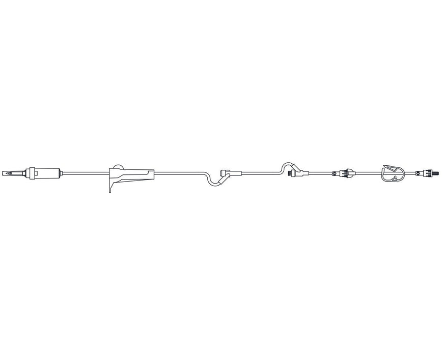 Primary IV Administration Set w/ Pre-Attached Extension Kit (50/cs), 10 drops/ml, Non-vented, 1 SureLok Needle-Free Y-site, 1 Pre-pierced Y-site, 1 Roberts Clamp