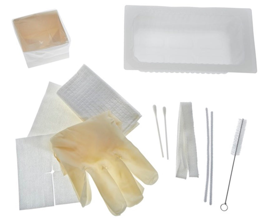 Tracheostomy Clean and Care Tray - 20/Cs -Single-Compartment , (2) Gauze, (2) Pipe Cleaners, Pop-up Solution Cup