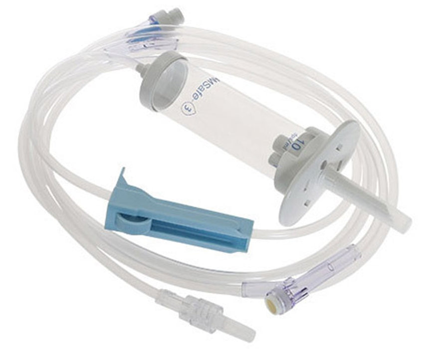 AMSafe-3 IV Administration Set, Selectable Drip Chamber (50/cs), 91"L, 2 Pre-pierced Y-site, 2 Needle-Free Y-site, 1 Slide Clamp
