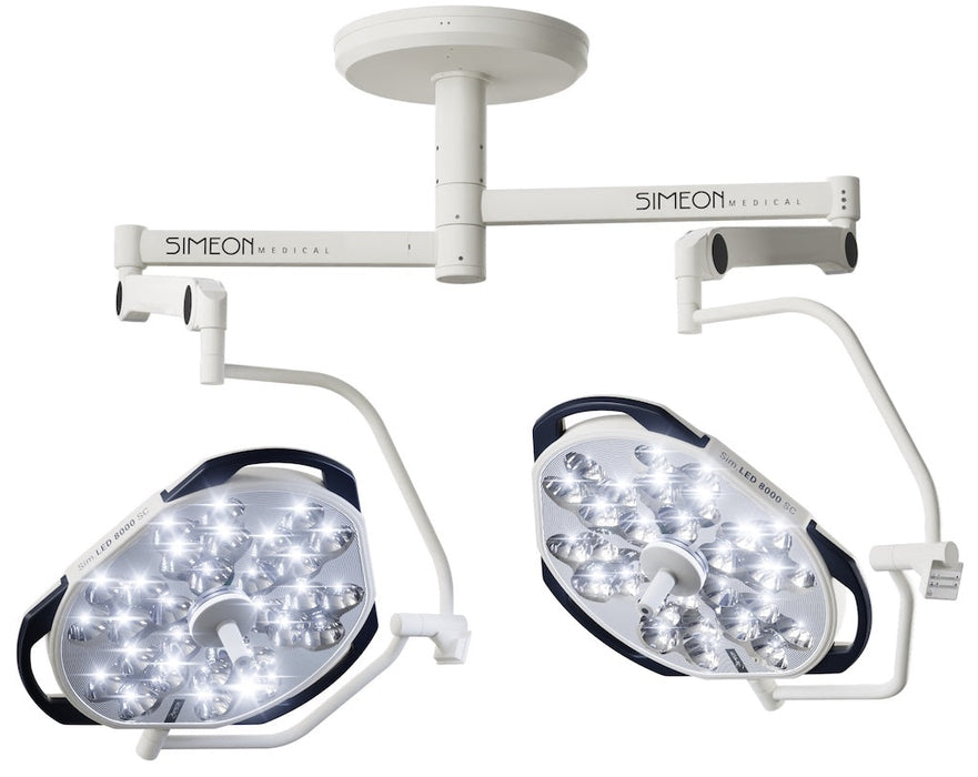 Dual Ceiling Mount Sim.LED 500 SC Surgical Light. Wired Camera Ready