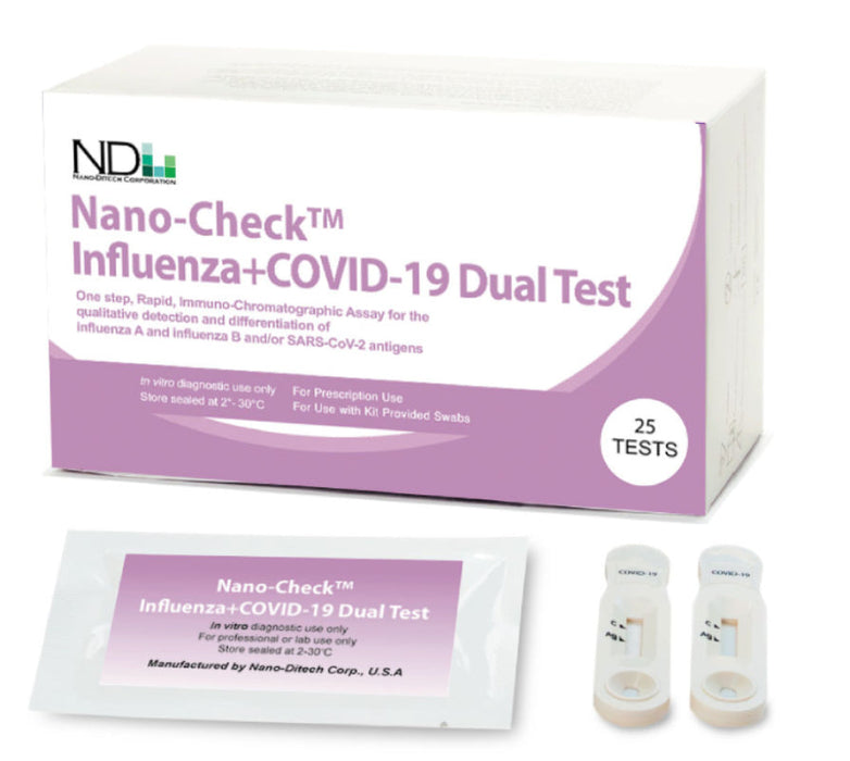 Nano-Check Influenza + COVID-19 Dual Rapid Test (25/bx)