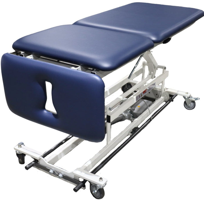 Power Hi-Lo Treatment Table w/ Adjustable Back, Drop Section & Casters, Manual Back, 34"W x 18"-37"H w/ Bar-Activated Control [Bariatric Option]